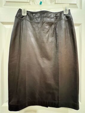 Classic chocolate brown  Leather Pencil Skirt - Women's